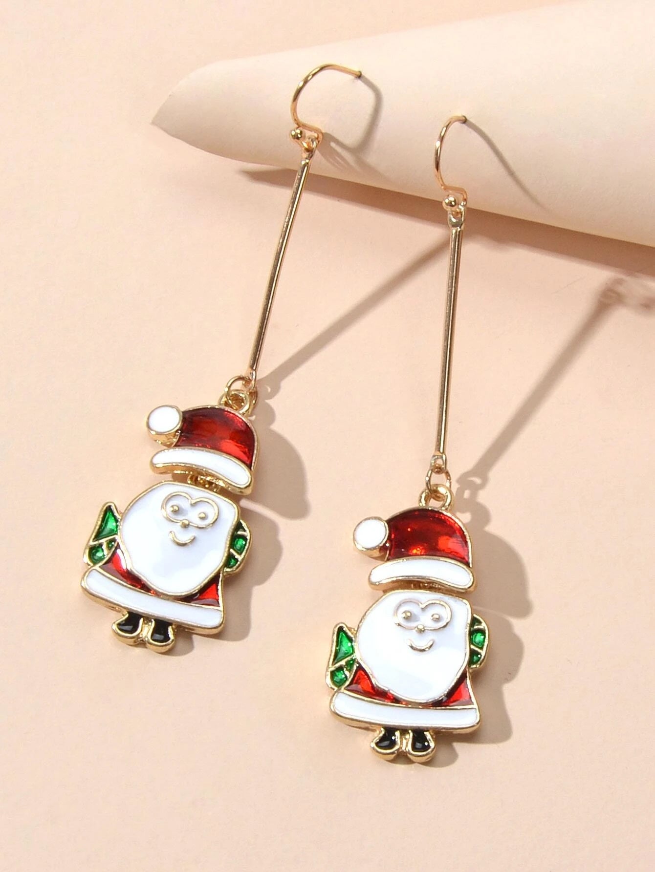 Christmas Jewellery White Enamel Santa Claus Drop Dangle Earrings