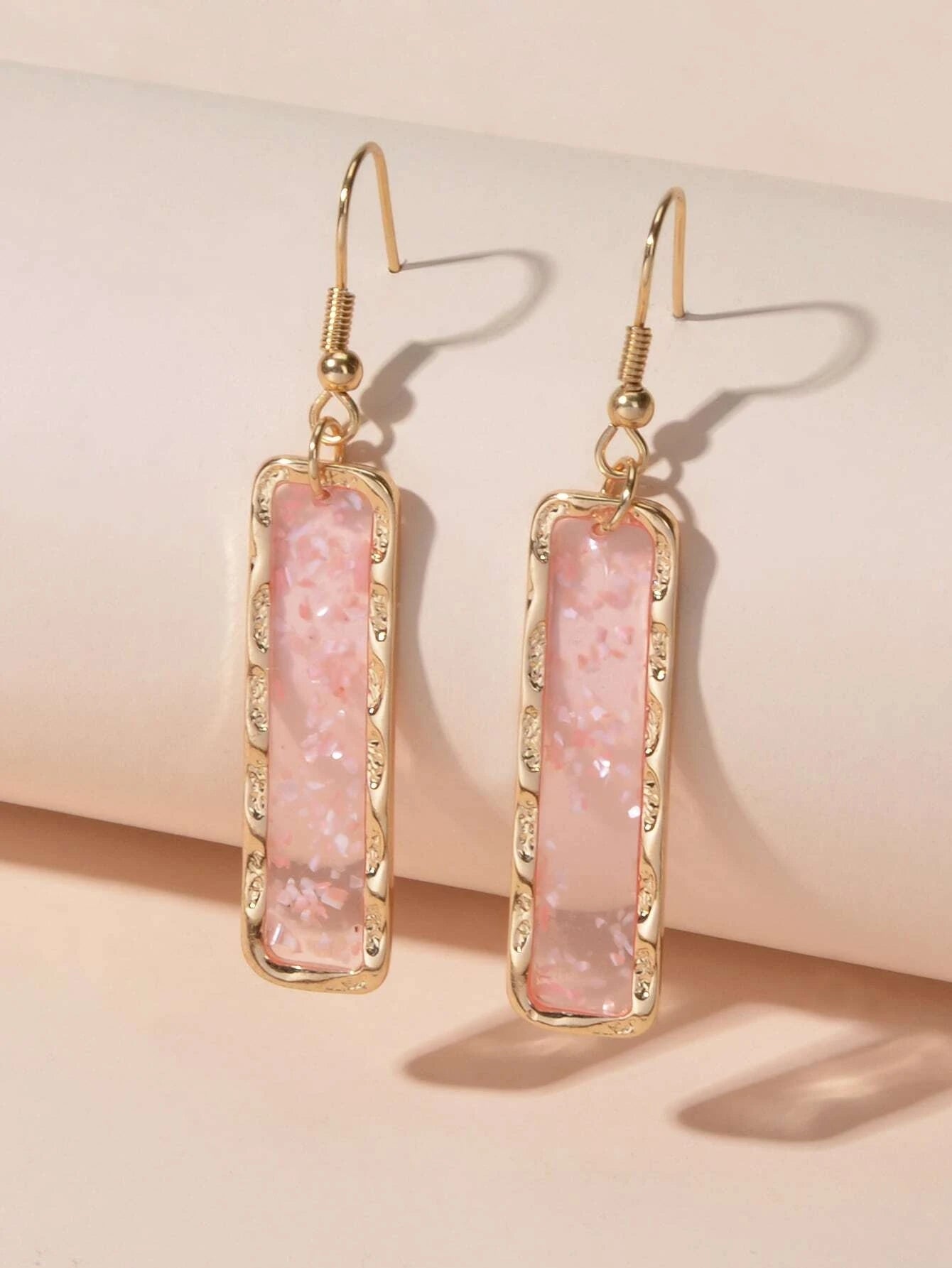Fashion Jewellery Pink Acrylic Square Drop Earrings Wholesale Price