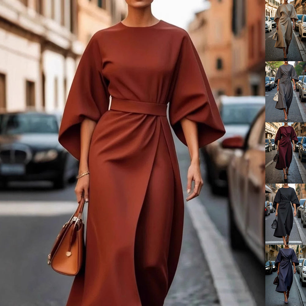 Infinity Beautiful Batwing Sleeve Dress – Loose Fit with Waist-Tightened Elegant Style