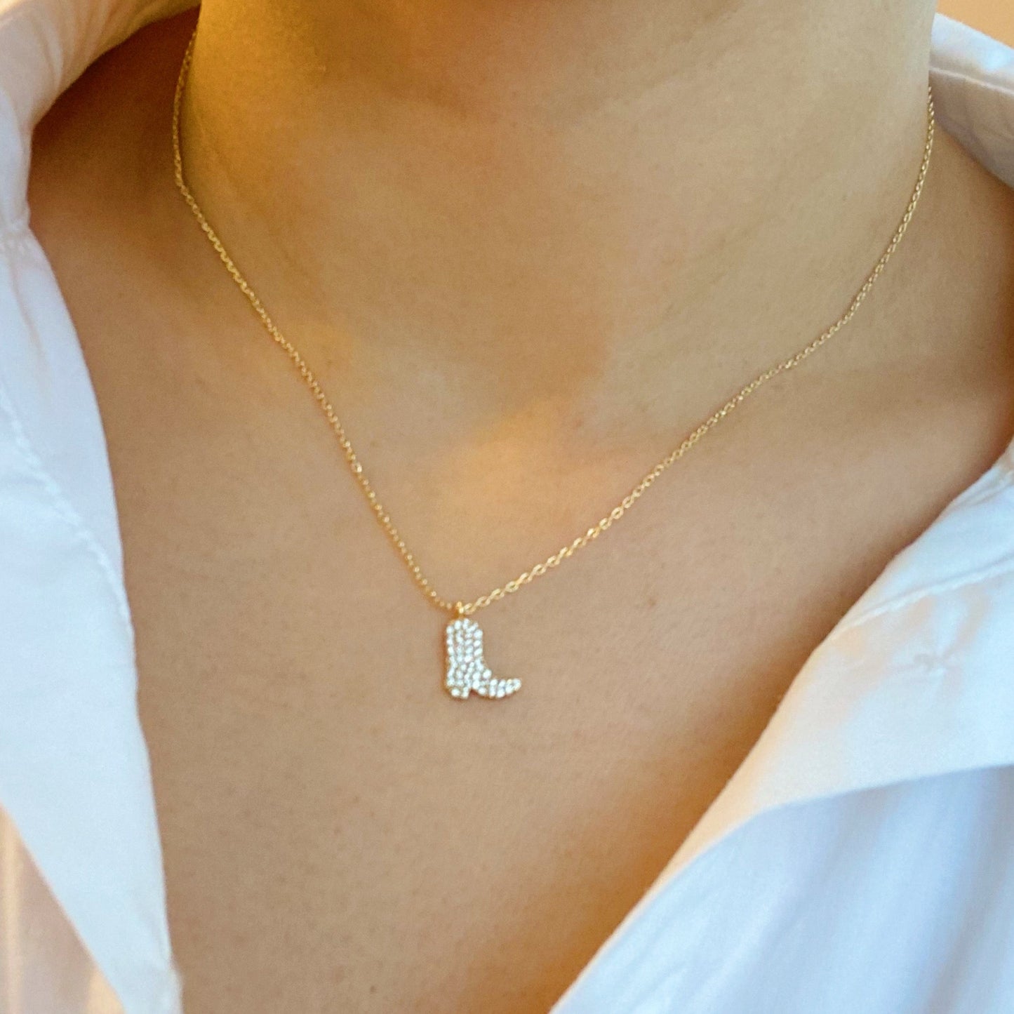 Infinity Beautiful Western Boot Pendant Necklace