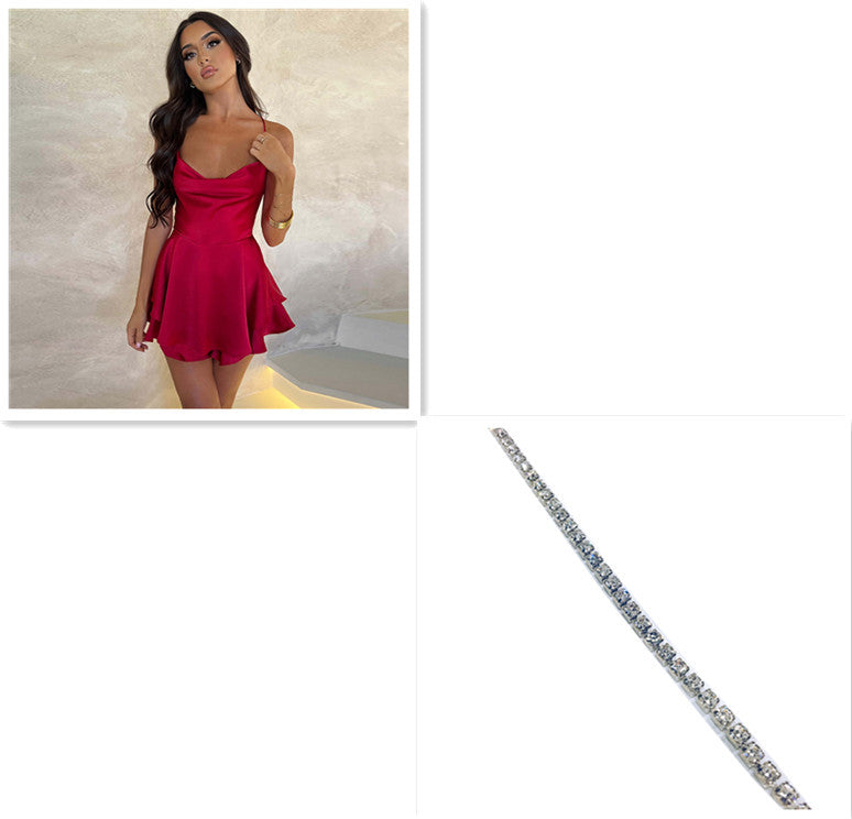 Infinity Beautiful Satin Lace-Up A-Line Dress – Sexy & Elegant Summer Style - Infinity Beautiful Boutique