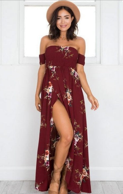 Infinity Beautiful Boho Maxi Dress – Off-Shoulder Summer Beach Style - Infinity Beautiful Boutique
