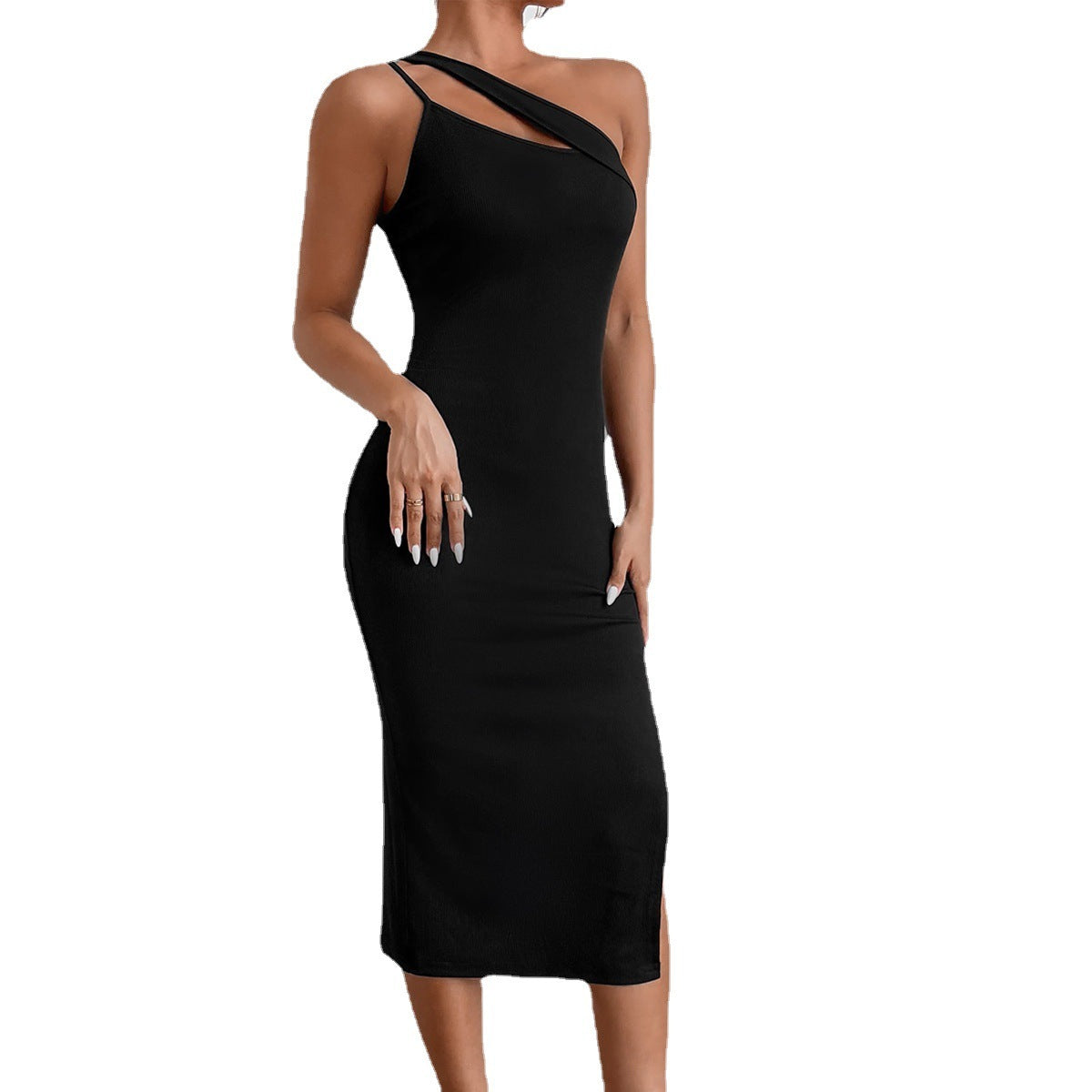 Slit Shoulder Bag Hip Skirt Irregular Slim Slimming Open Back Dress - Infinity Beautiful Boutique