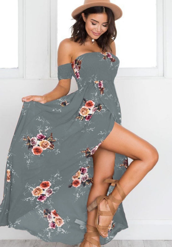 Infinity Beautiful Boho Maxi Dress – Off-Shoulder Summer Beach Style - Infinity Beautiful Boutique