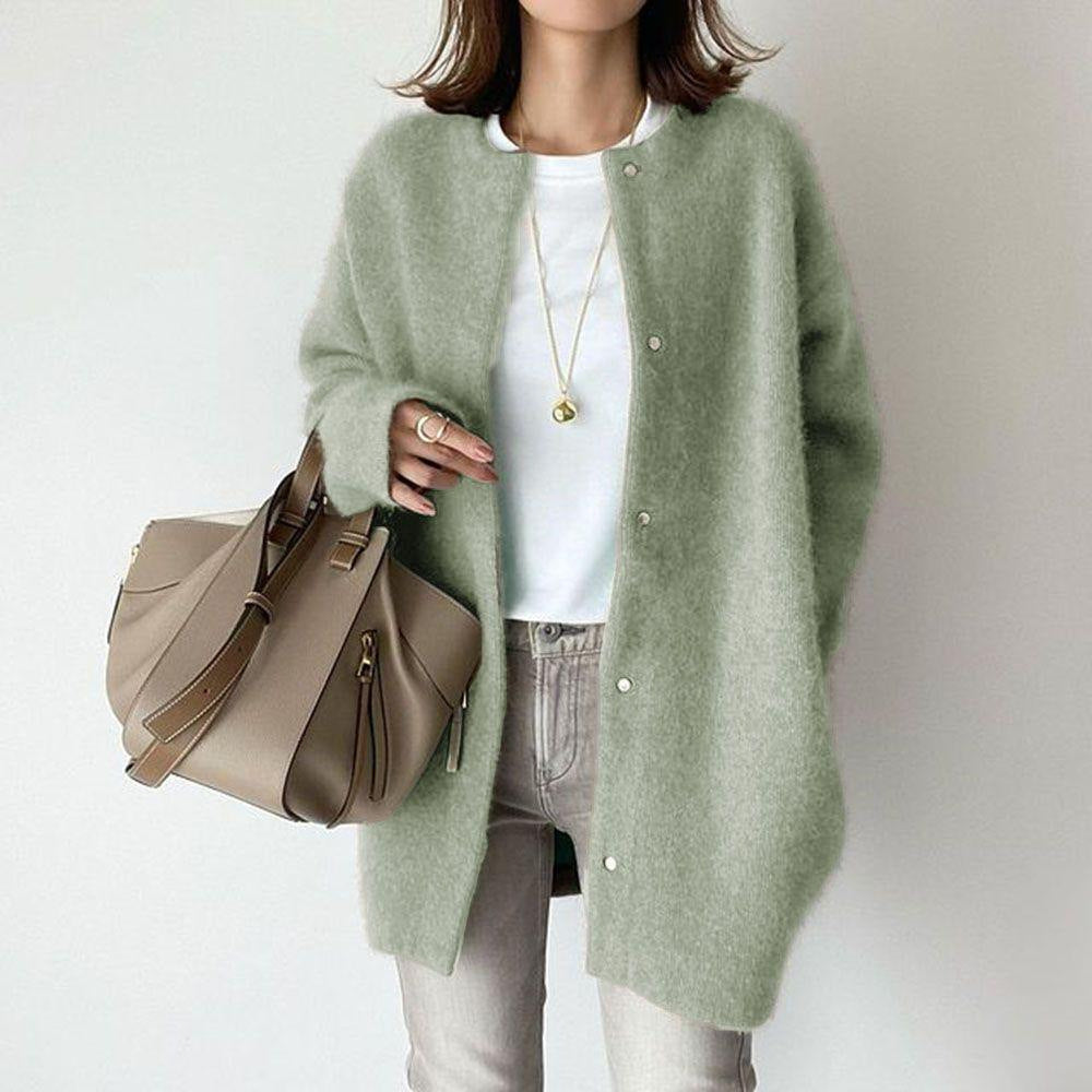 Solid Color Button-Up Knit Cardigan – Cozy Autumn & Winter Style - Infinity Beautiful Boutique