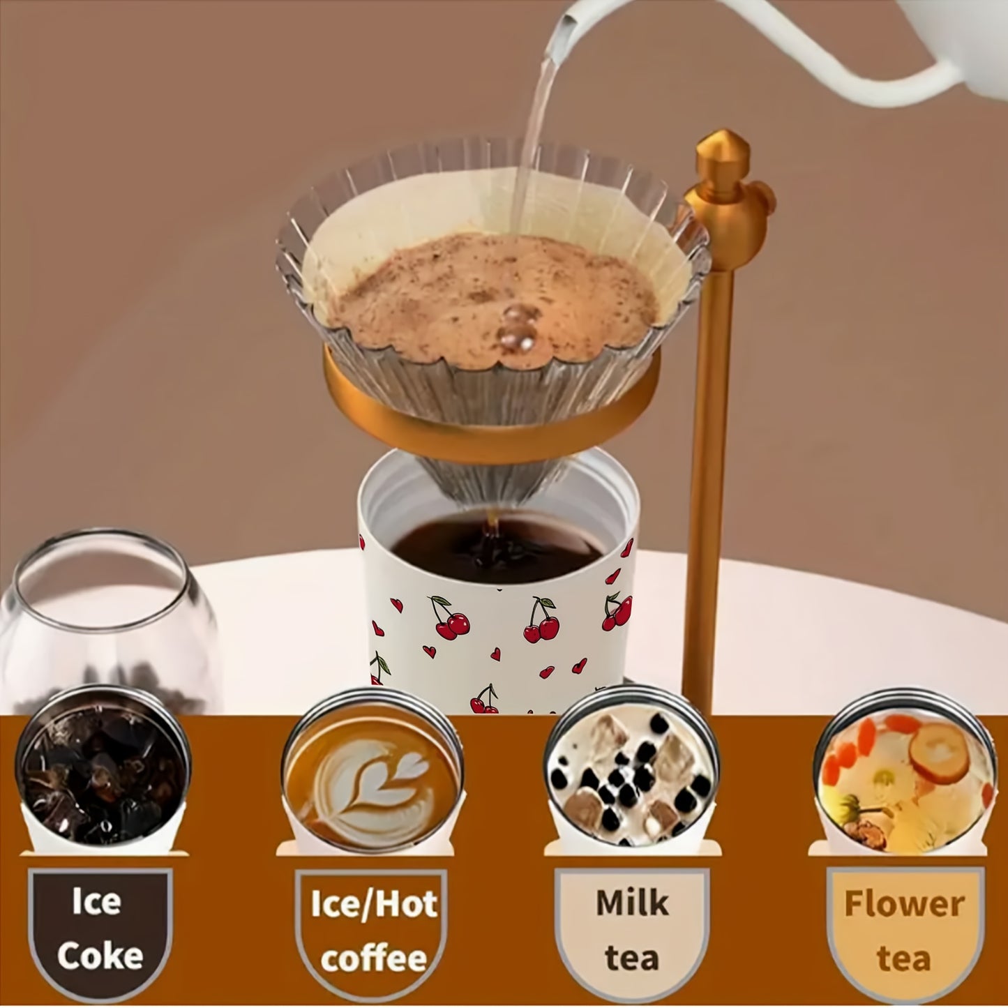 Cherry Pattern Insulated Stainless Steel Travel Mug