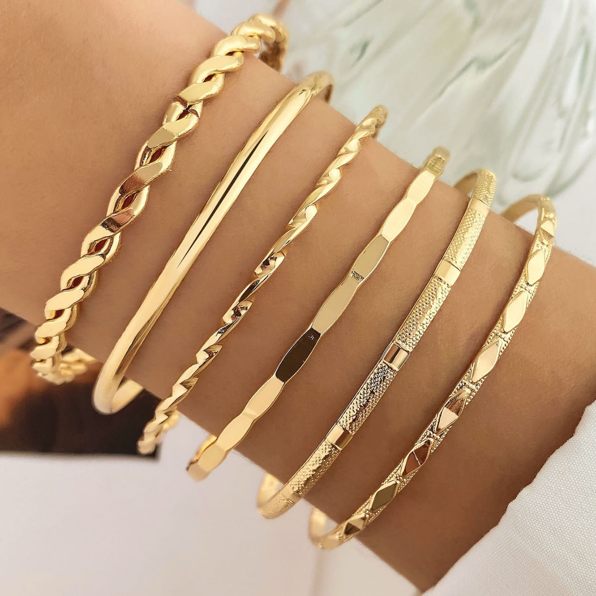 Bohemian Metal Chain Bracelet Set For Women Geometric Gold Color Thick Link Chain Bangle Female Fashion Jewelry - Infinity Beautiful Boutique
