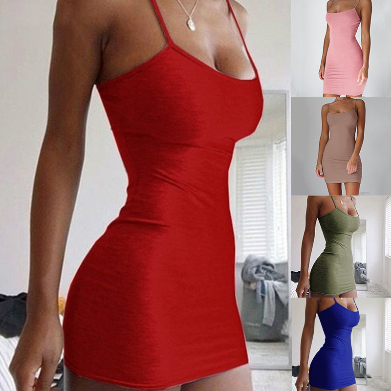 Infinity Beautiful Pure Color Simple Hanging Neck Tight-fitting Hip Skirt - Infinity Beautiful Boutique