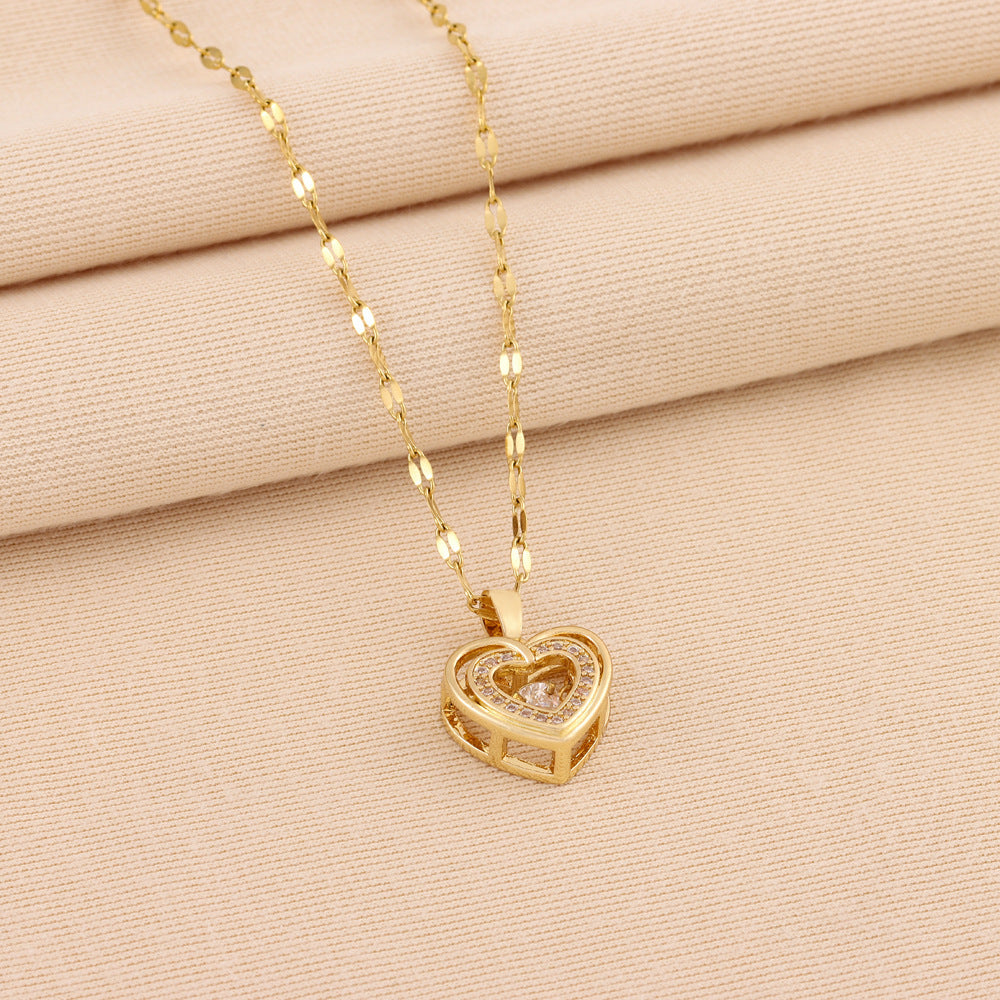 Infinity Beautiful Double-Layer Love Necklace – Rhinestone Titanium Steel Pendant for Mother's or Valentine’s Day - Infinity Beautiful Boutique
