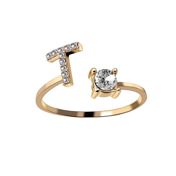 Infinity Beautiful Initial Letter Ring – Adjustable Elegant Jewelry with A–Z Personalization - Infinity Beautiful Boutique