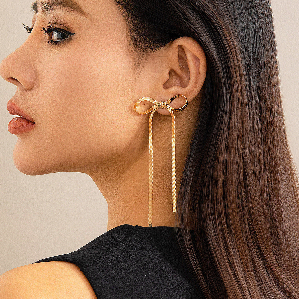 Infinity Beautiful Stainless Steel Herringbone Bow Earrings