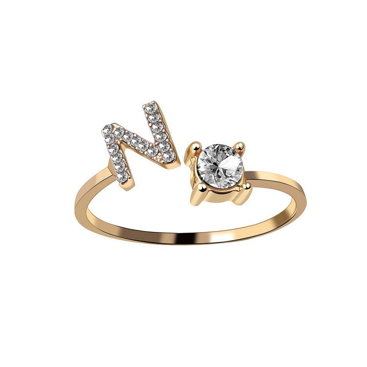 Infinity Beautiful Initial Letter Ring – Adjustable Elegant Jewelry with A–Z Personalization - Infinity Beautiful Boutique