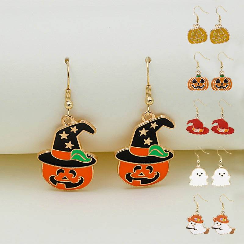 Halloween Earrings Cute Pumpkin Spooky Oil Drip Alloy Earrings Jewelry - Infinity Beautiful Boutique