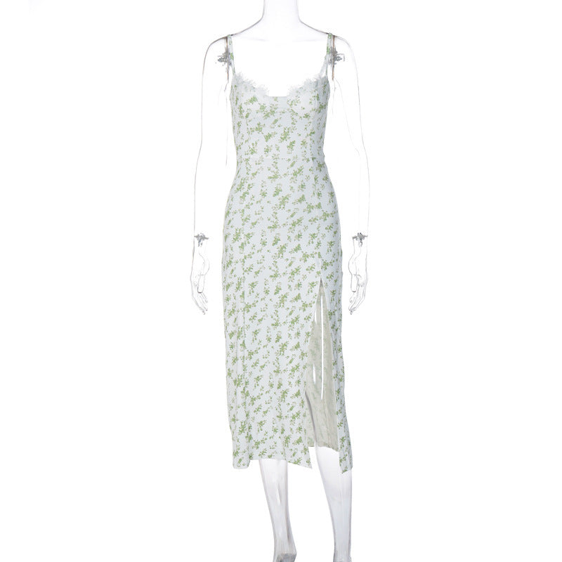 Infinity Beautiful Lace Floral Slit Dress – Sexy Summer Suspender Style - Infinity Beautiful Boutique