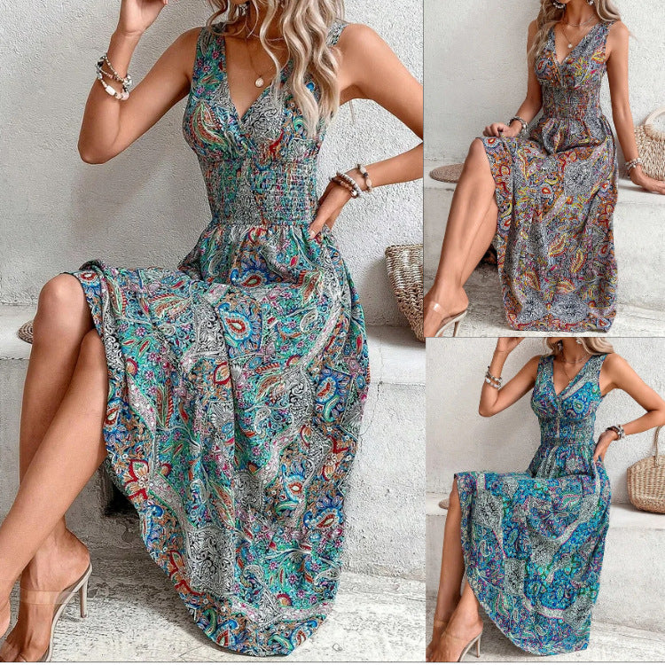 Infinity Beautiful Boho Dress – High Waist Sleeveless Style with Elegant Temperament - Infinity Beautiful Boutique