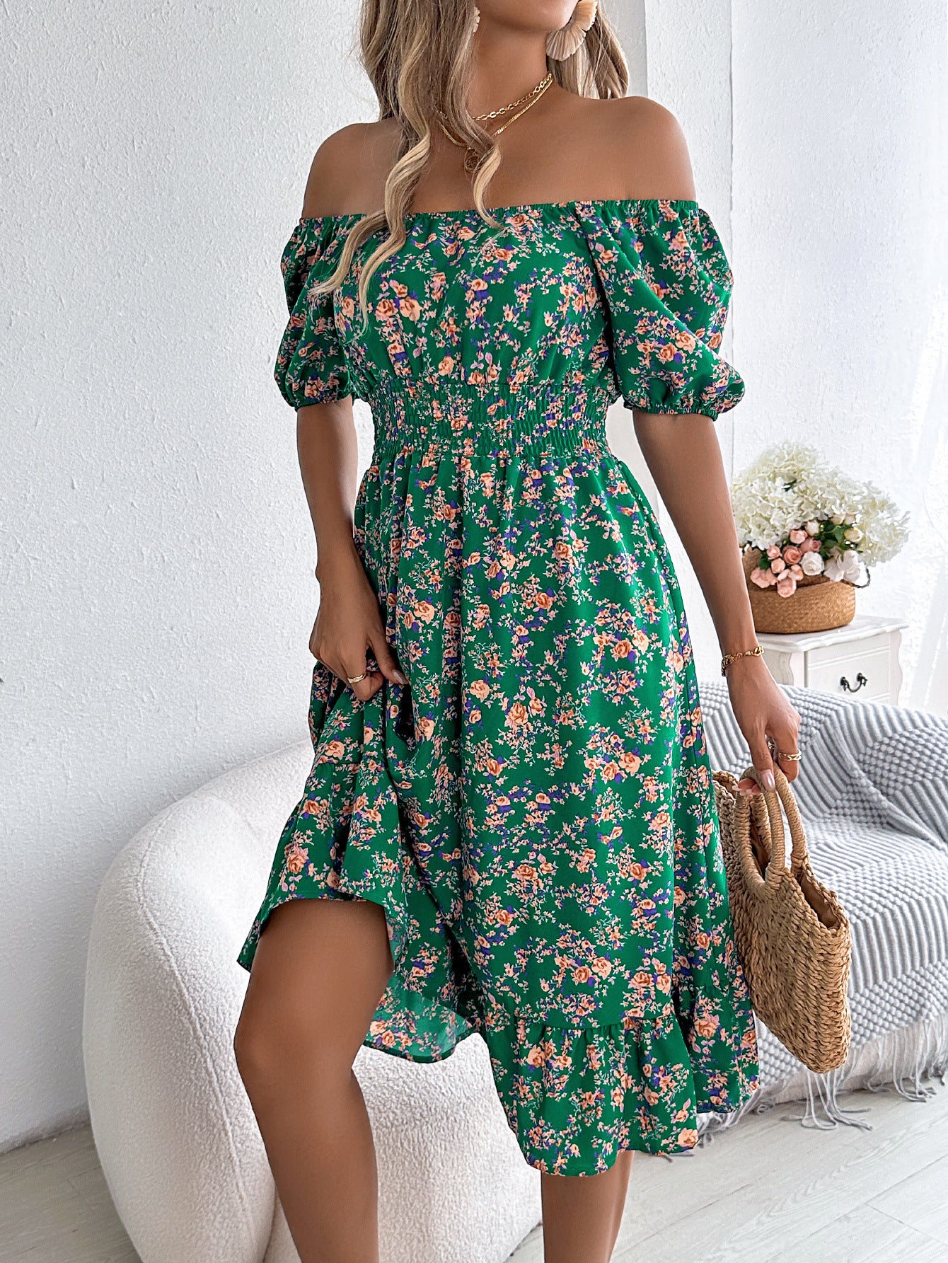 Infinity Beautiful Floral Ruffle Dress – Square Neck Summer Fashion Style
