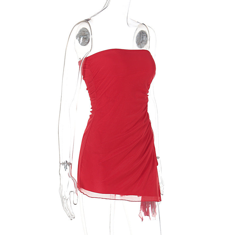 Infinity Beautiful Y2K Tube-Top Dress – Backless Split Mini Summer Style - Infinity Beautiful Boutique