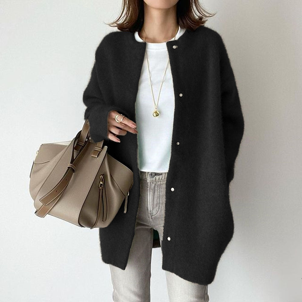 Solid Color Button-Up Knit Cardigan – Cozy Autumn & Winter Style - Infinity Beautiful Boutique