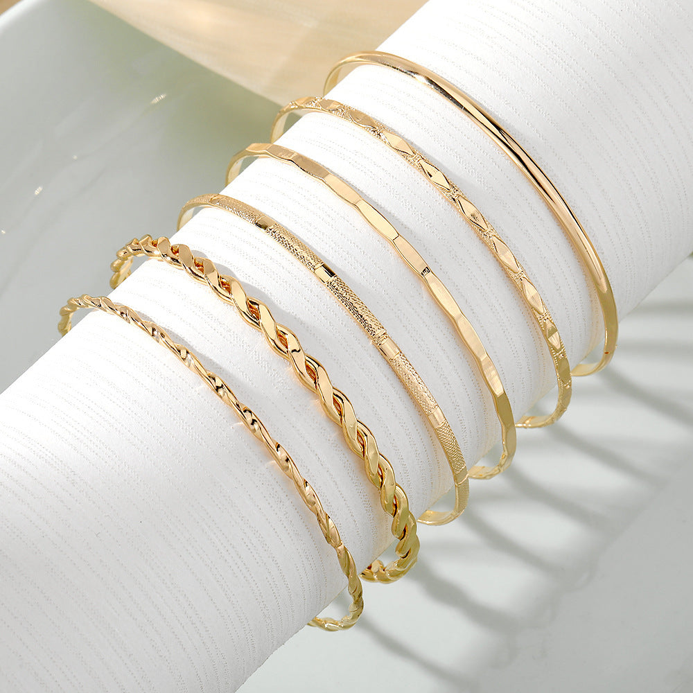 Bohemian Metal Chain Bracelet Set For Women Geometric Gold Color Thick Link Chain Bangle Female Fashion Jewelry - Infinity Beautiful Boutique
