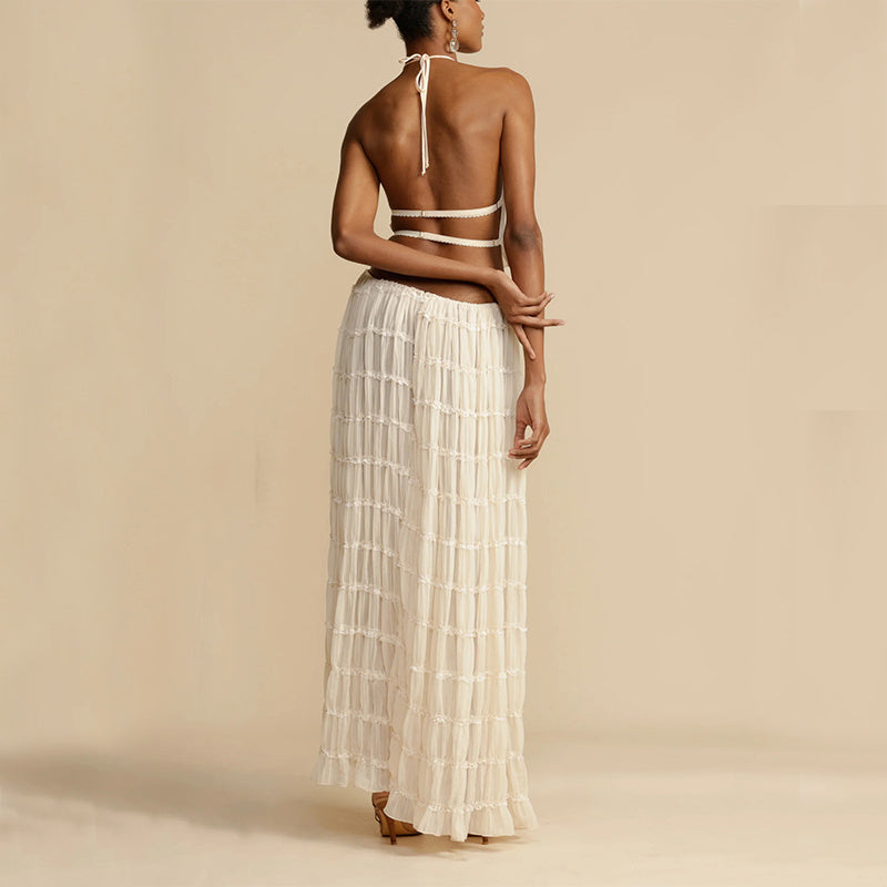 Infinity Beautiful 2pcs Dress Set – Halter Crop Top & Pleated Skirt - Infinity Beautiful Boutique