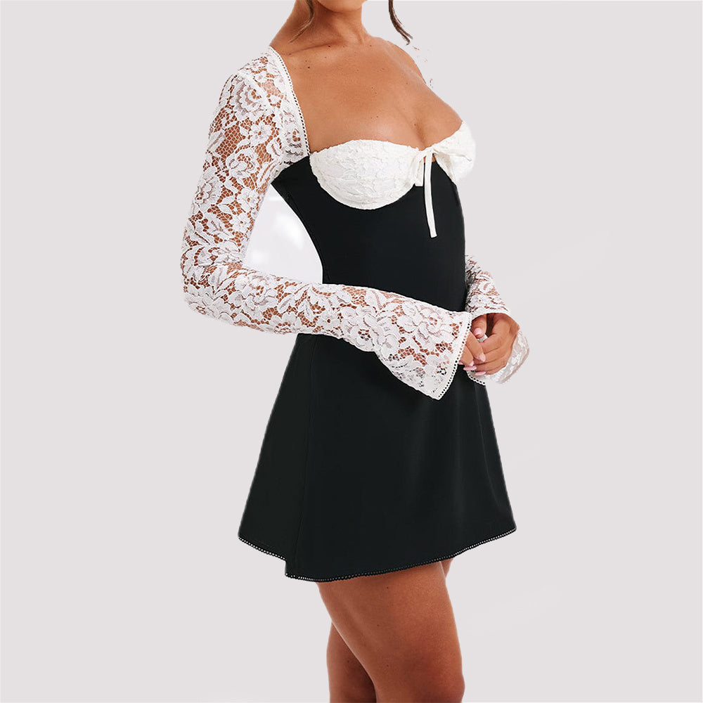 Infinity Beautiful Corset Lace Dress – Y2K Backless Lace-Up Style with Long Sleeves - Infinity Beautiful Boutique
