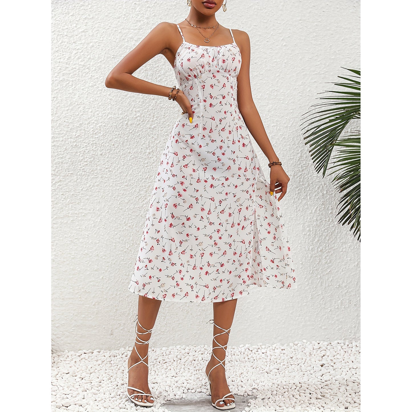 Infinity Beautiful Polka Dot Slit Dress – Sexy Summer Suspender Style - Infinity Beautiful Boutique