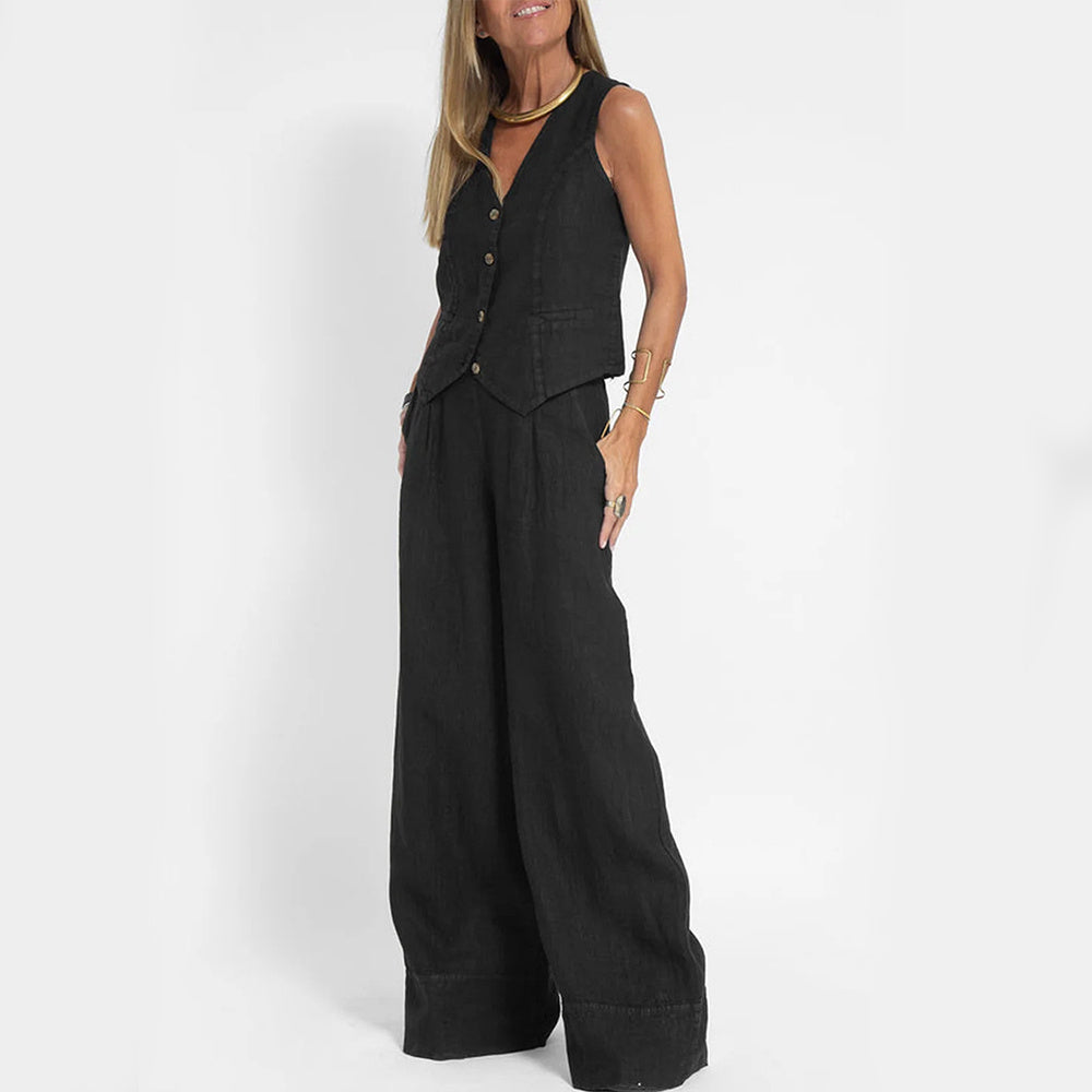 Infinity Beautiful Summer Vest Suit – V-Neck Sleeveless Top & Loose Trousers S, M, L, XL, XXL - Infinity Beautiful Boutique