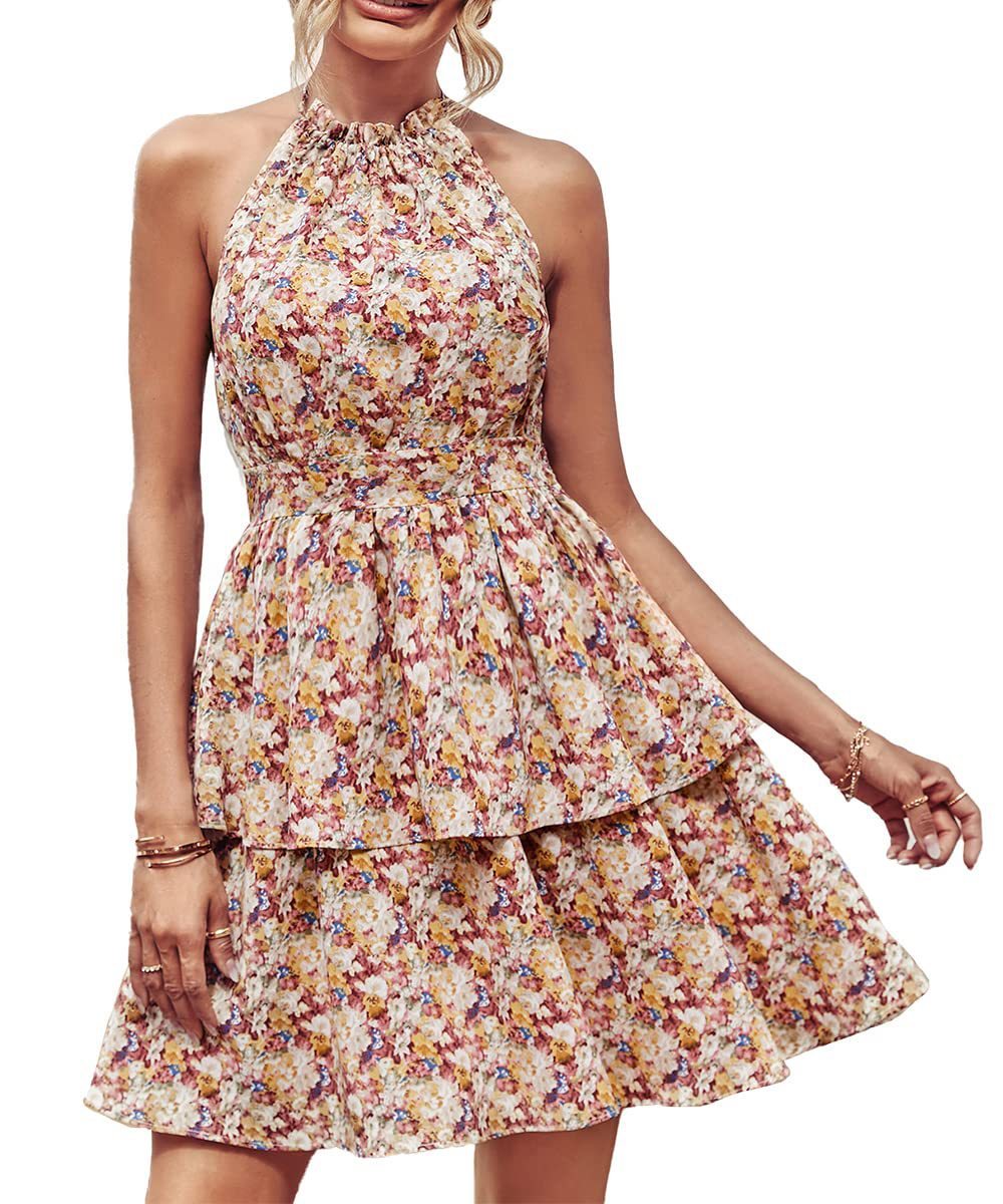 Infinity Beautiful Boho Halter Dress – Backless Ruffle A-Line Summer Style