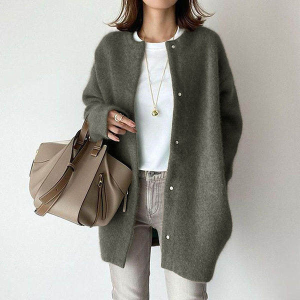 Solid Color Button-Up Knit Cardigan – Cozy Autumn & Winter Style - Infinity Beautiful Boutique