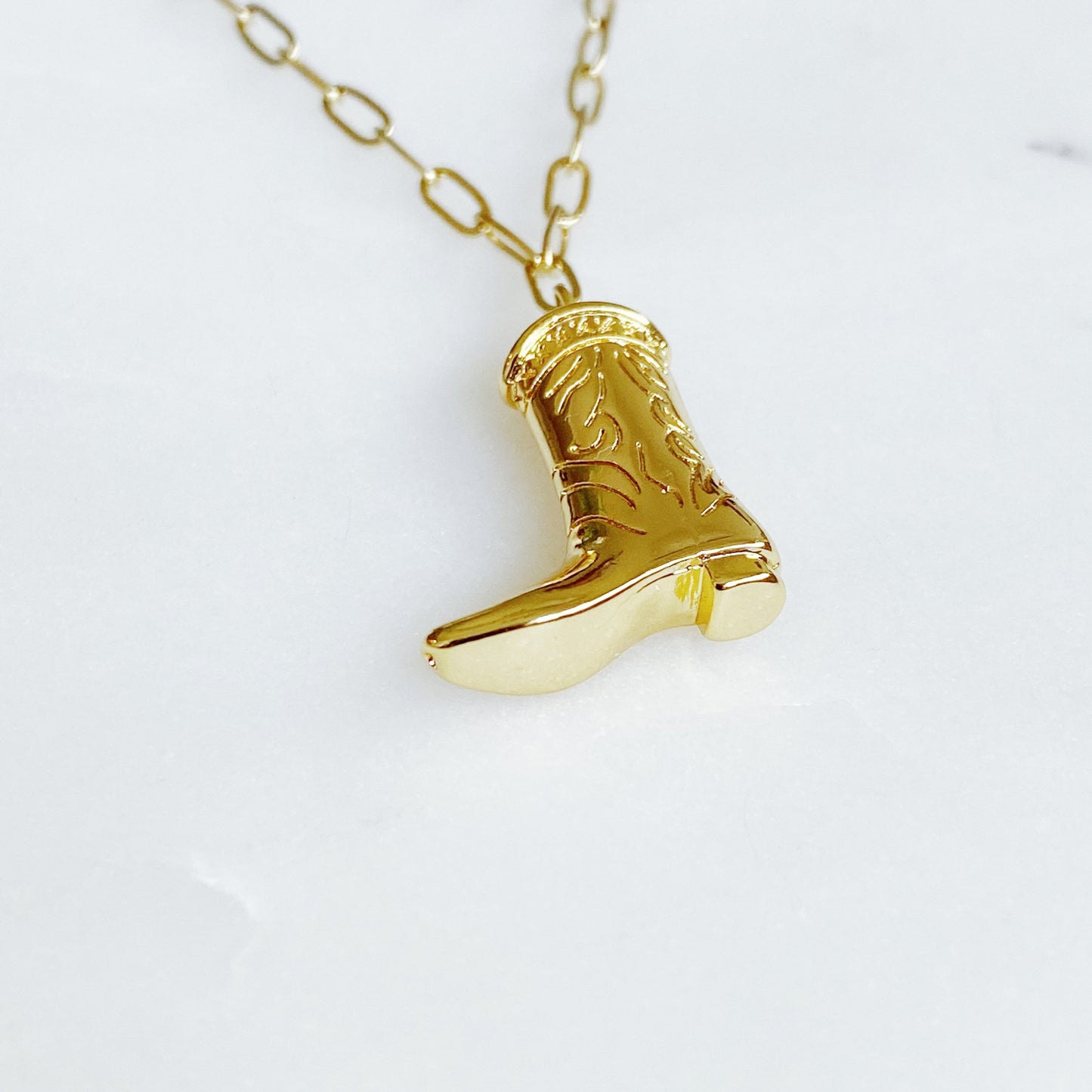 Infinity Beautiful Rodeo Style Gold Boot Necklace