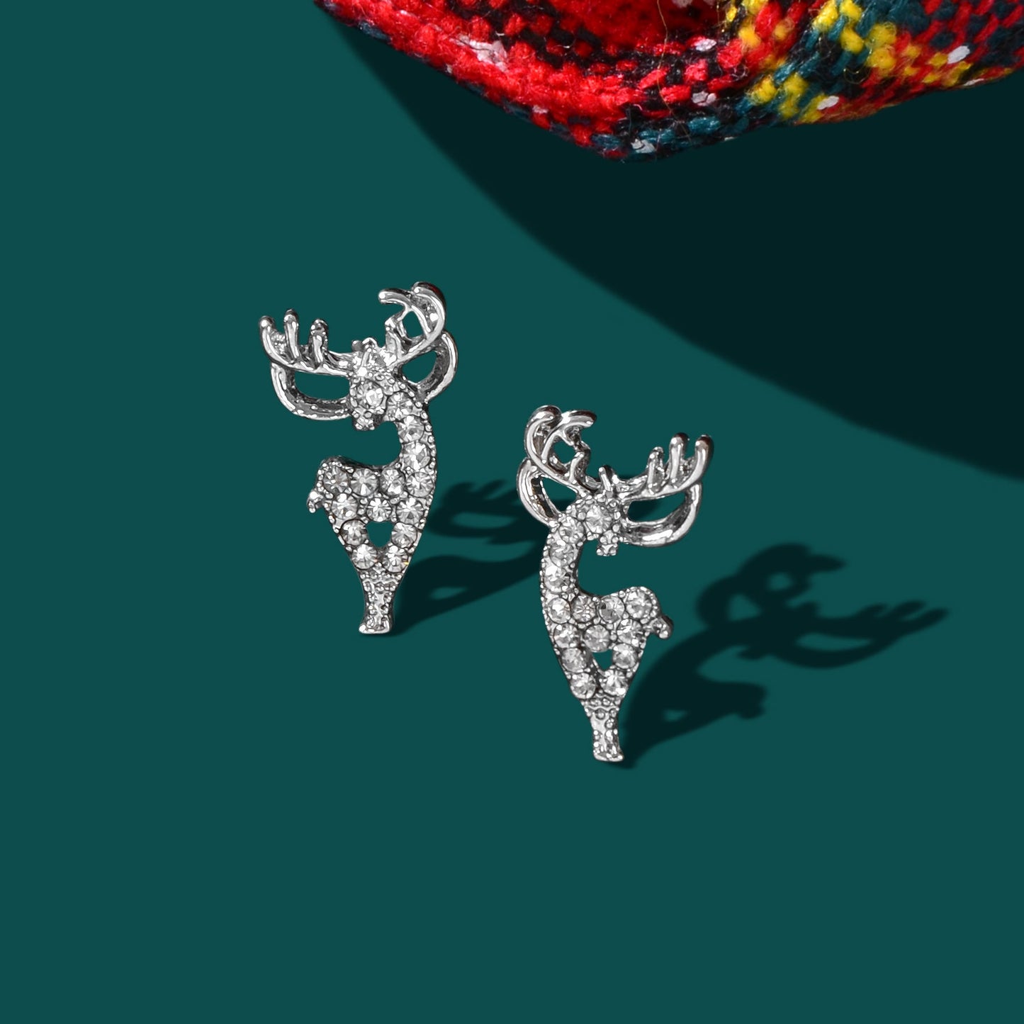 Christmas Reindeer Head Earrings Festive Holiday Deer Antler Playful