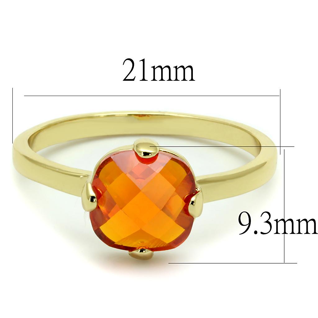 Infinity Beautiful Flash Gold Brass Ring with AAA Grade CZ in Orange