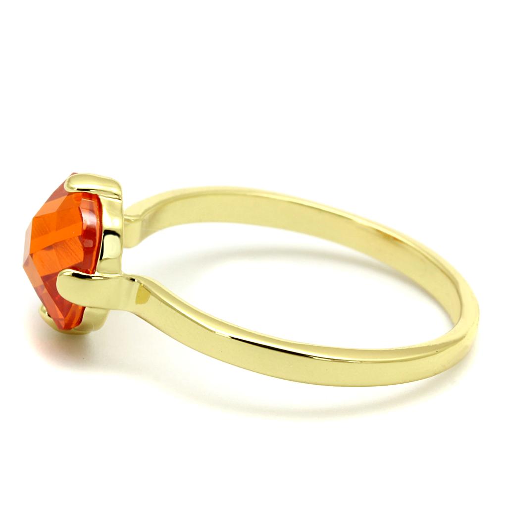 Infinity Beautiful Flash Gold Brass Ring with AAA Grade CZ in Orange