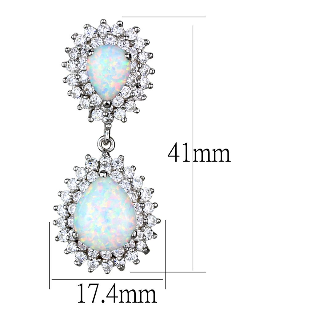 Infinity Beautiful Rhodium 925 Sterling Silver Earrings with Semi-Precious Opal