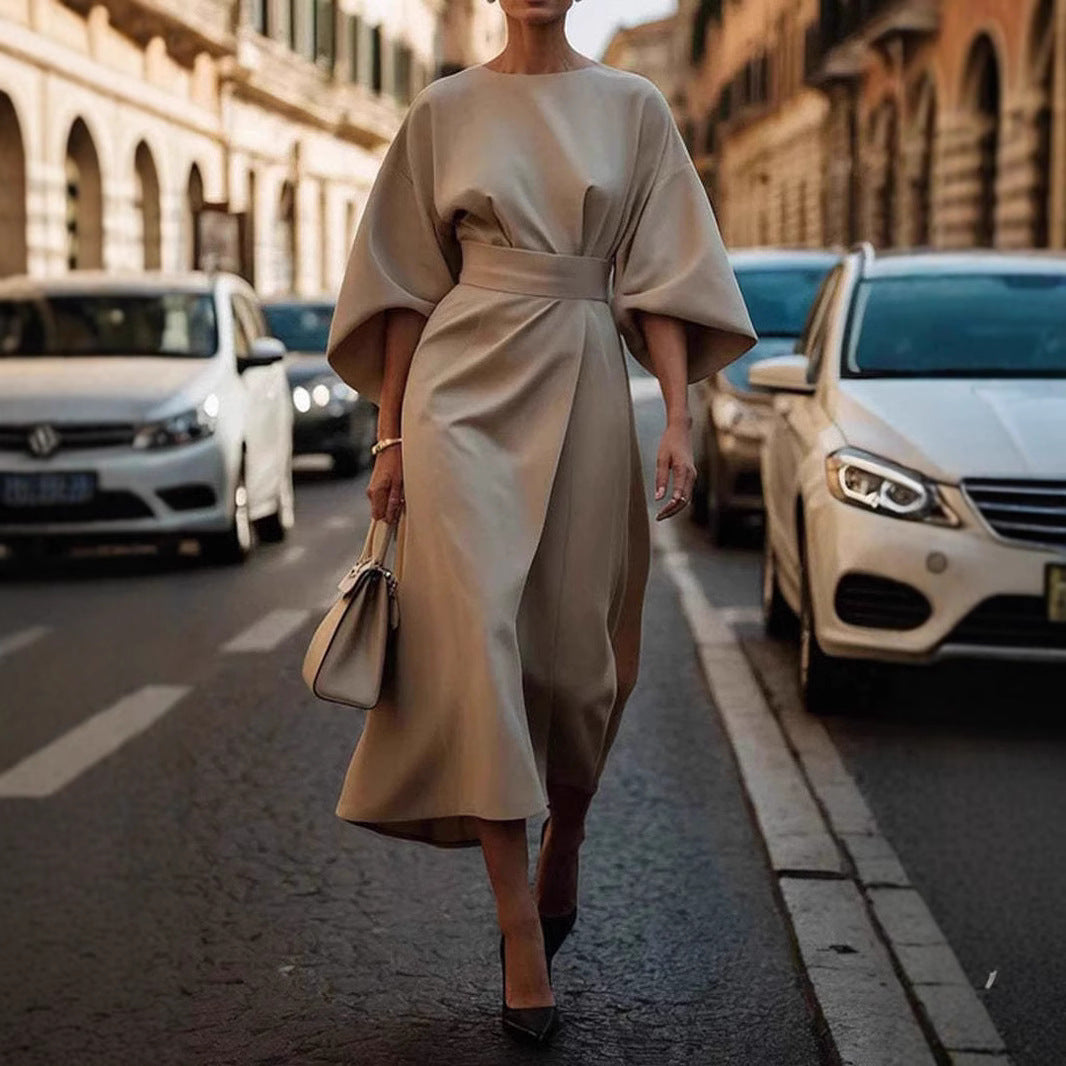 Infinity Beautiful Batwing Sleeve Dress – Loose Fit with Waist-Tightened Elegant Style
