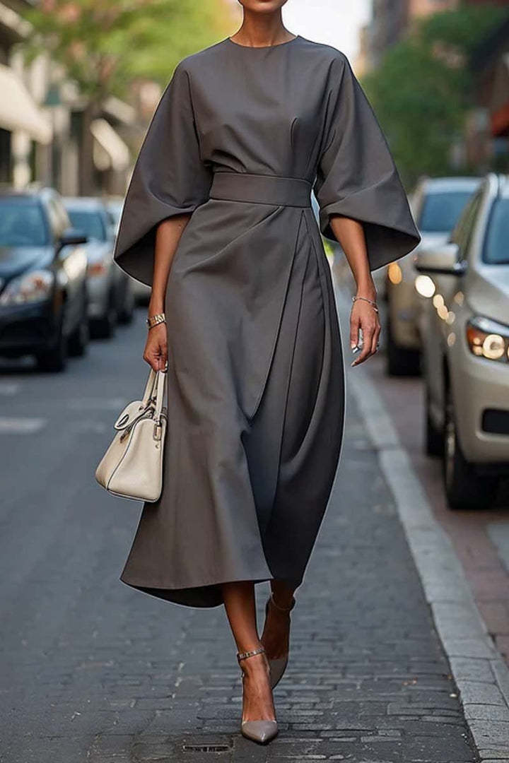 Infinity Beautiful Batwing Sleeve Dress – Loose Fit with Waist-Tightened Elegant Style