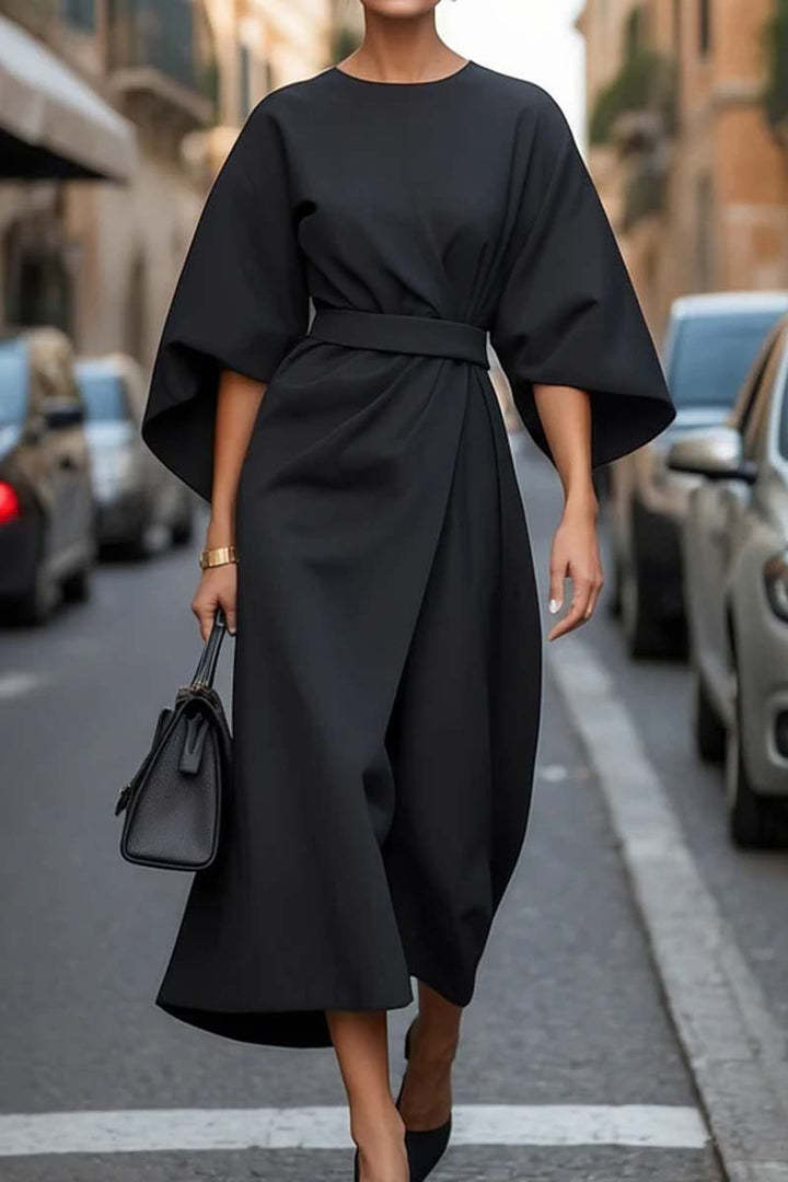 Infinity Beautiful Batwing Sleeve Dress – Loose Fit with Waist-Tightened Elegant Style