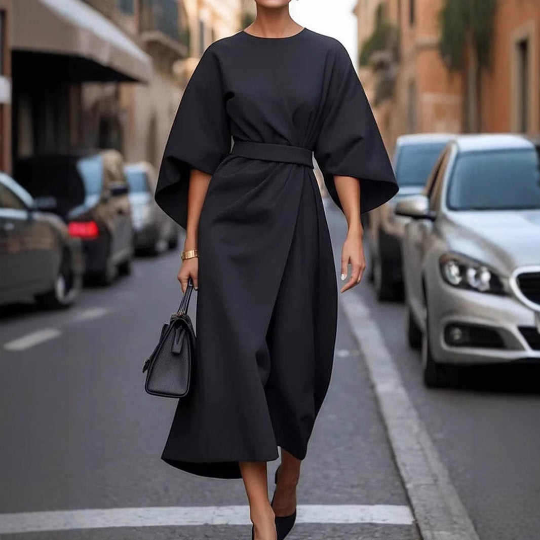 Infinity Beautiful Batwing Sleeve Dress – Loose Fit with Waist-Tightened Elegant Style