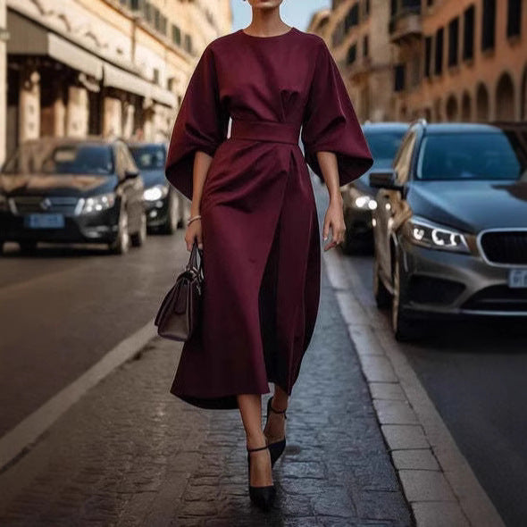 Infinity Beautiful Batwing Sleeve Dress – Loose Fit with Waist-Tightened Elegant Style