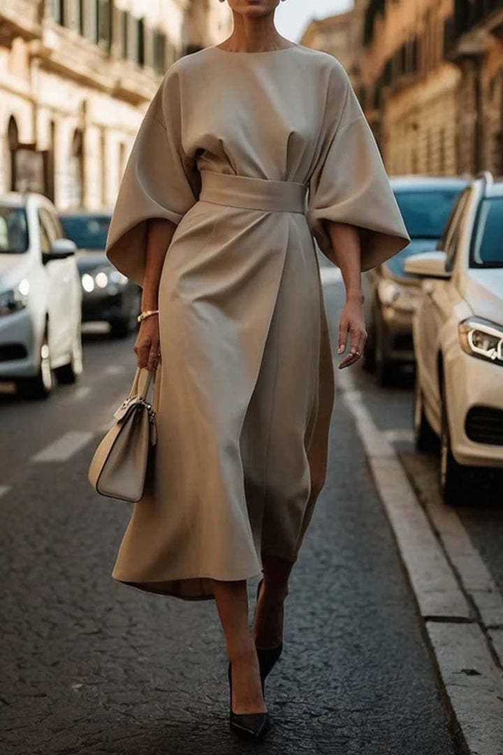 Infinity Beautiful Batwing Sleeve Dress – Loose Fit with Waist-Tightened Elegant Style