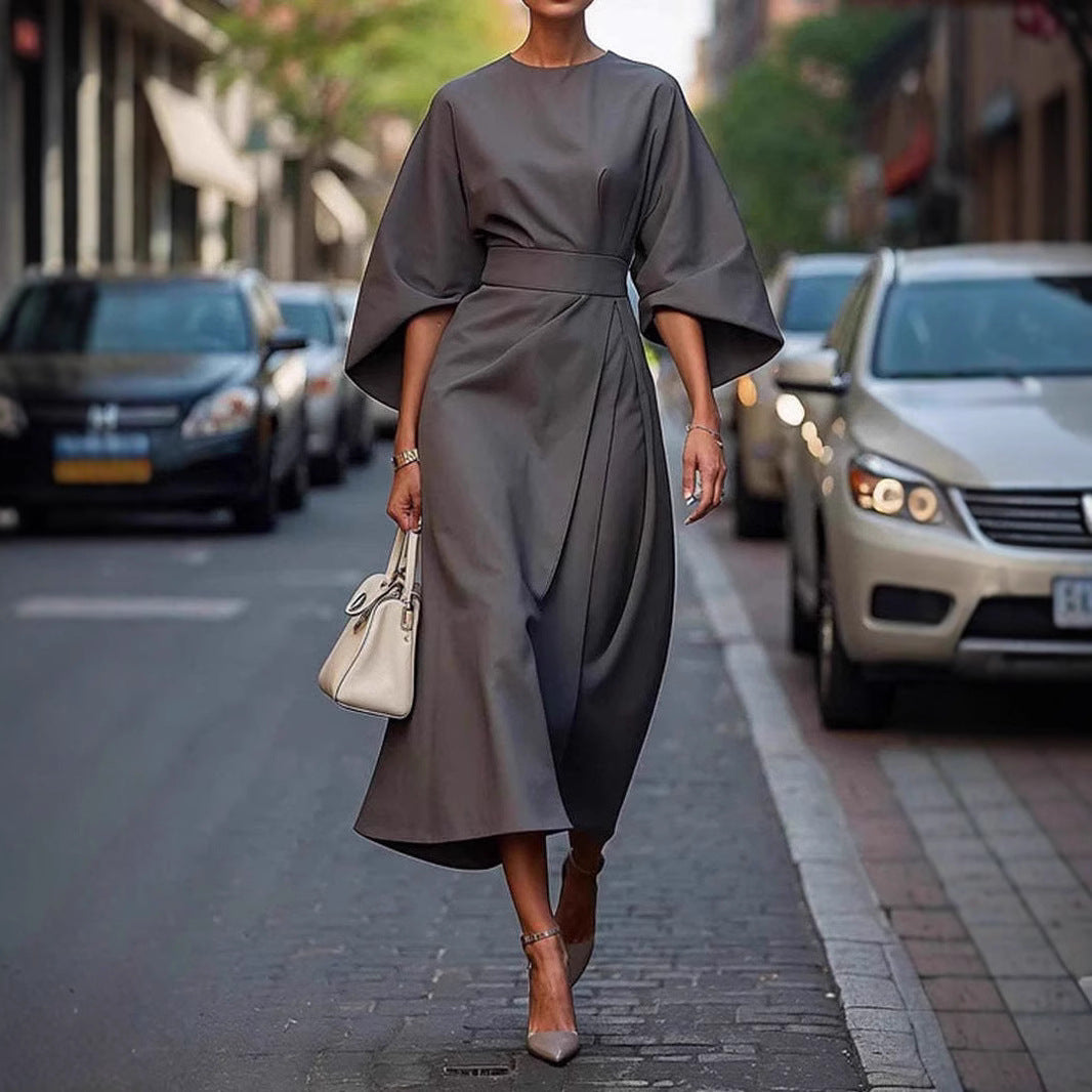 Infinity Beautiful Batwing Sleeve Dress – Loose Fit with Waist-Tightened Elegant Style