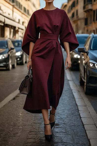 Infinity Beautiful Batwing Sleeve Dress – Loose Fit with Waist-Tightened Elegant Style