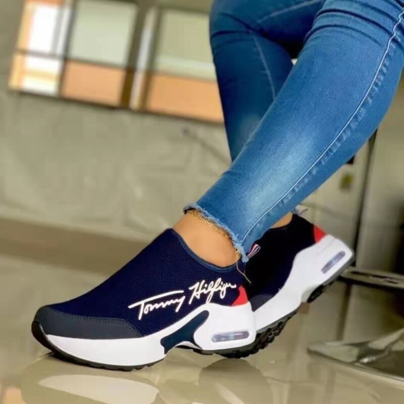 Tommy Hilfiger Casual Breathable Wedges Ladies Walking Sneakers Flat Women Shoes