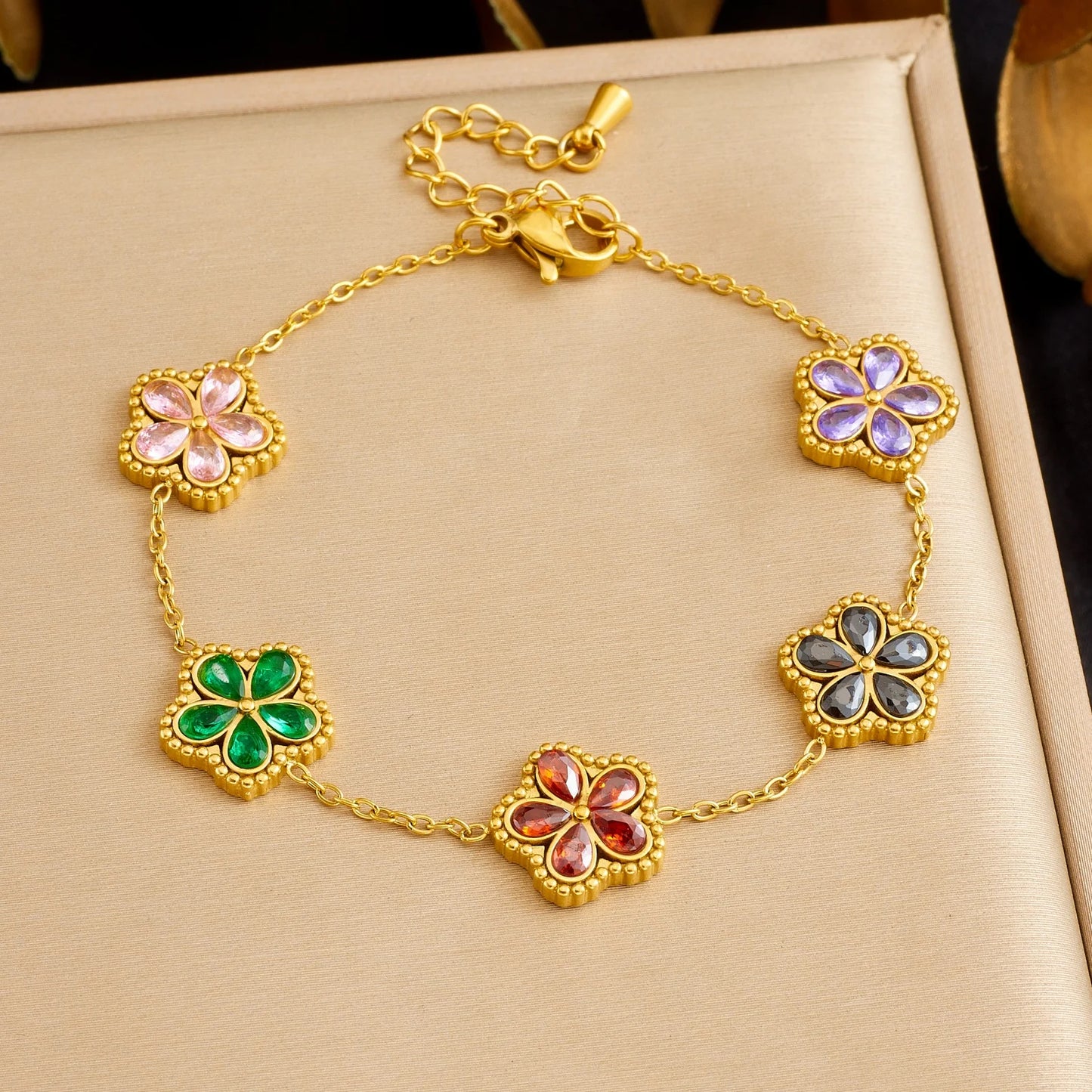 14K Gold Plated Flower Style Stainless Steel