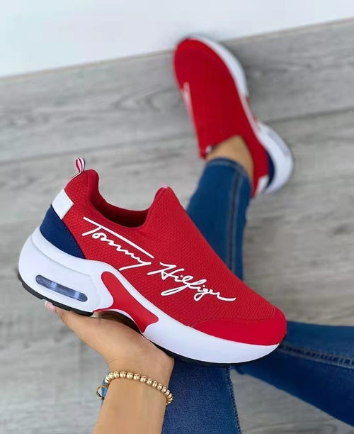 Tommy Hilfiger Casual Breathable Wedges Ladies Walking Sneakers Flat Women Shoes