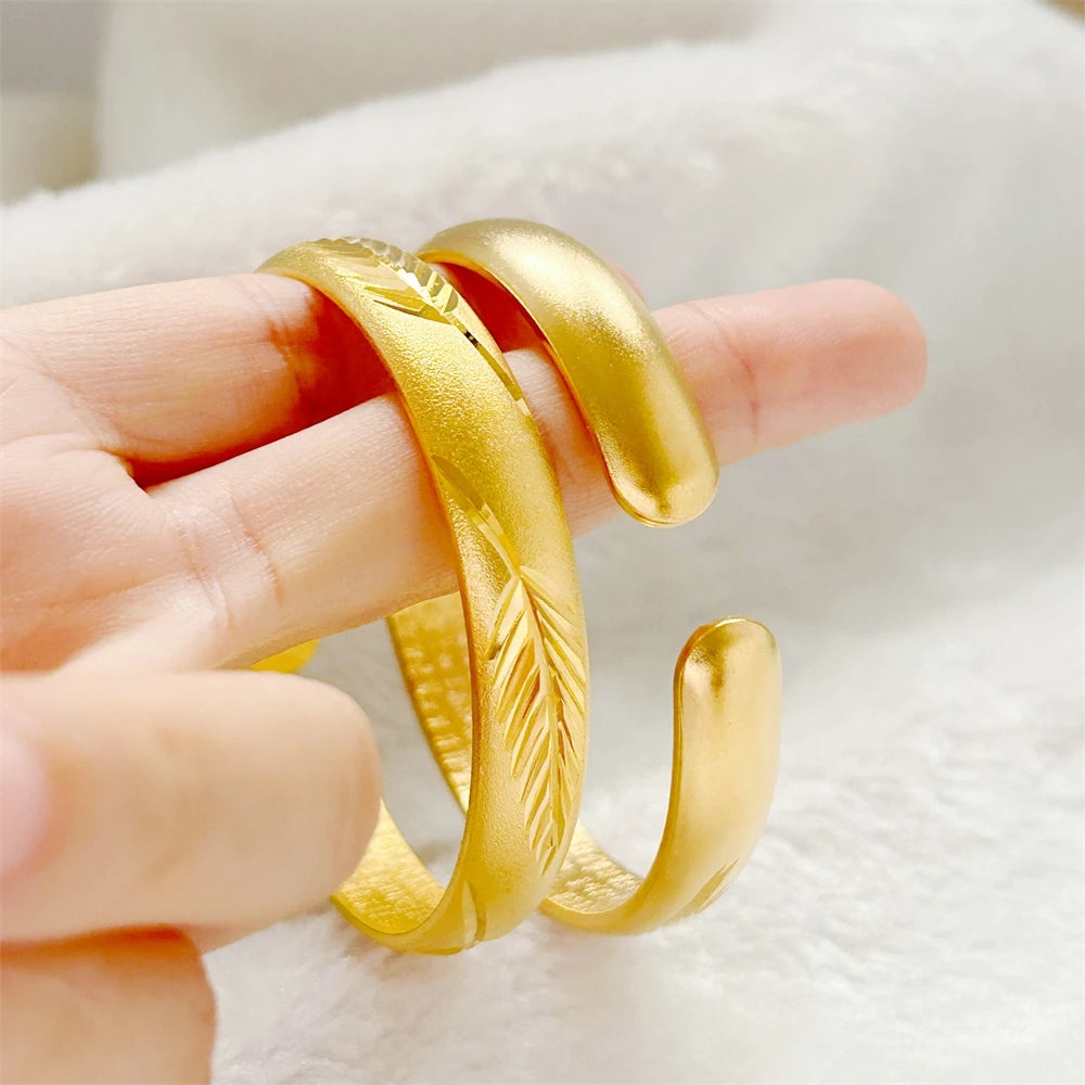 Women’s Gold Plated Open Cuff Bracelet Stainless Steel Bangle Vintage
