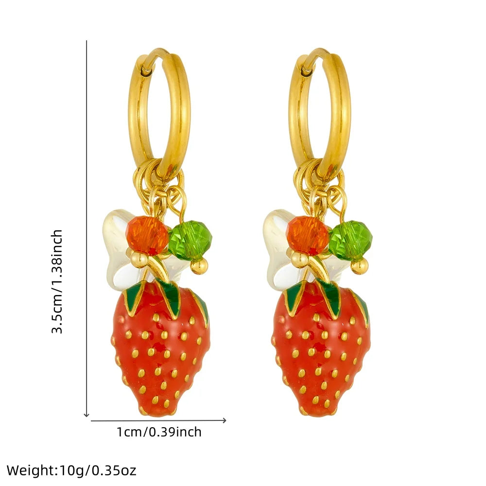 Strawberry Earrings Stainless Steel