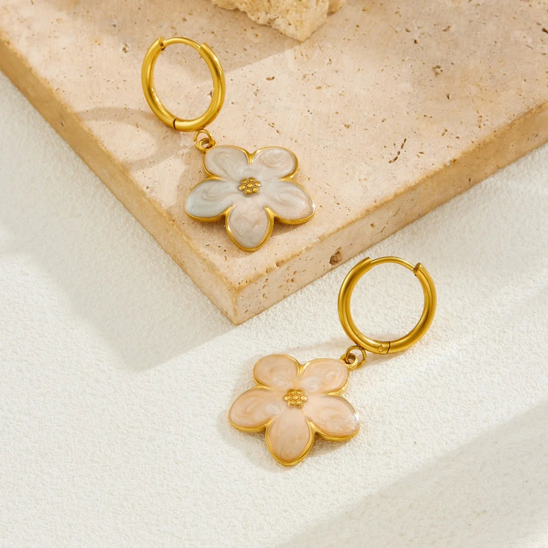 14K Gold Plated Cherry Blossom Stainless Steel