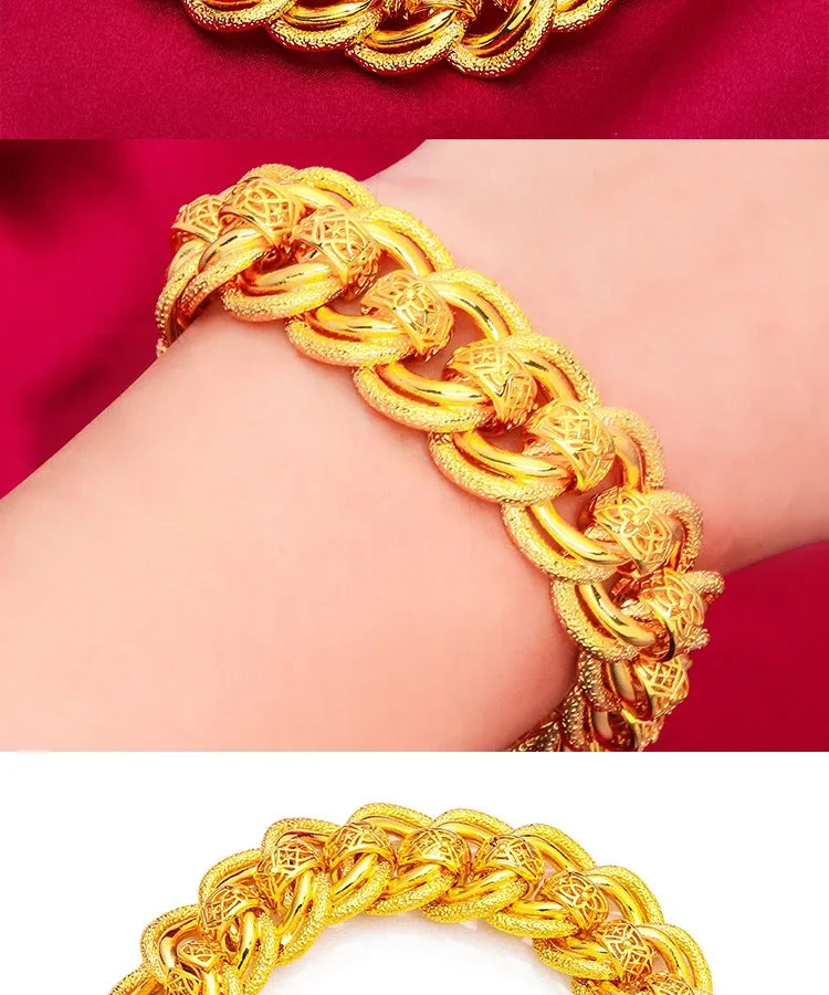 24K Gold Wide Chain Bracelet