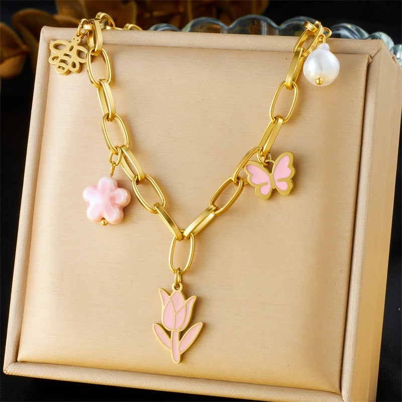 Tulip Jewelry Set Stainless Steel